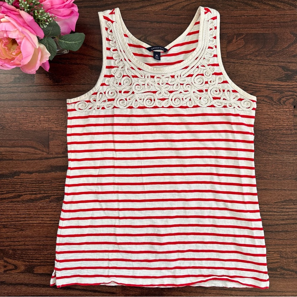 Lands End nautical striped top, size M/10-12